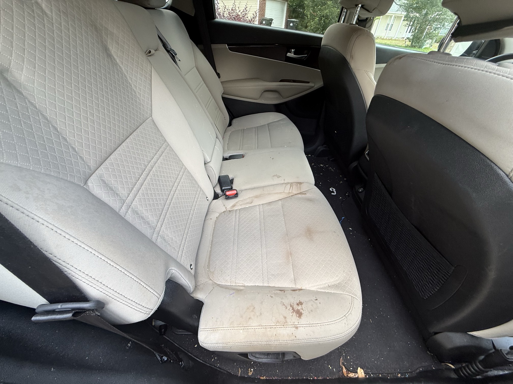Before: stained, dirty cream seats